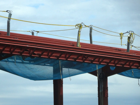 Steel frame of the roof under construction