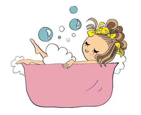 Girl taking a bathの写真素材