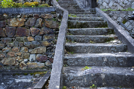 Stairs of stone wall and stoneの写真素材