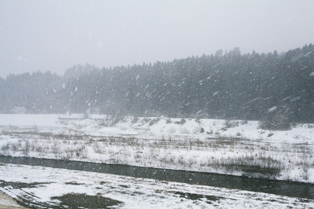 Kinugawa Ward most winters melting accumulated snowの写真素材