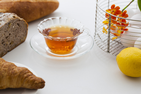 Tea and breadの写真素材