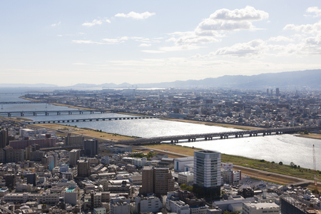 Osaka streets, hope Yodogawa from Kita-ku,のeditorial素材