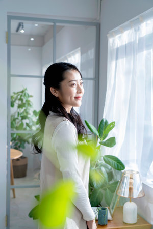 Portrait of beautiful Asian womanの写真素材