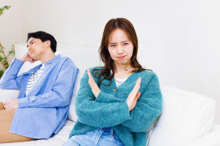 Japanese couple had a quarrelの写真素材