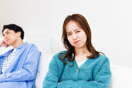 Japanese couple had a quarrelの写真素材