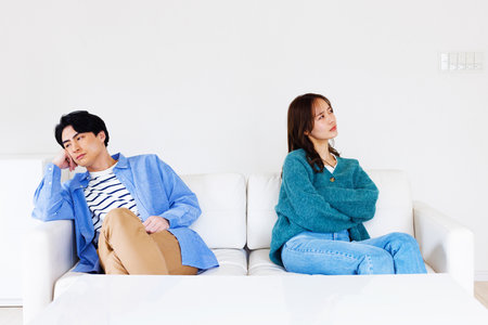 Japanese couple had a quarrelの写真素材