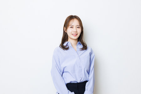 Japanese woman in smart casual wearの写真素材