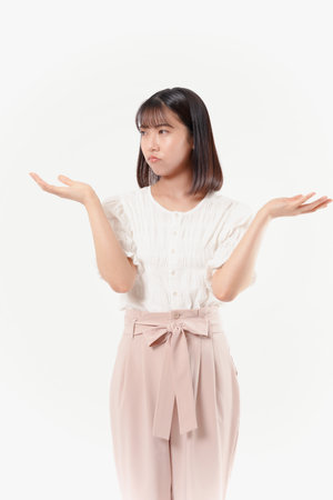 Japanese woman wonderingの写真素材