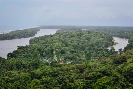 landscape of the island seen from aboveの写真素材