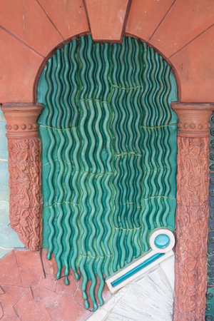 handmade mural made with clayの写真素材