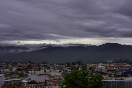 the neighborhood on a cloudy morningの写真素材