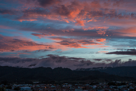 super colorful sky in a sunsetの写真素材