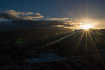 Dramatic sunset over the neighborhoodの写真素材