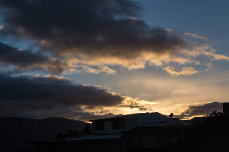 Dramatic sunset over the neighborhoodの写真素材