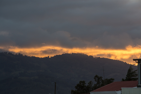 Dramatic sunset over the neighborhoodの写真素材