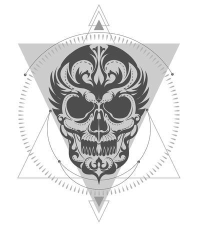 Skull geometric pattern for tattoo or t-shirt printのイラスト素材