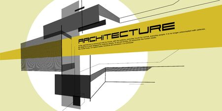 Contemporary architecture vector mockup for a layout landing page or design advertising booklet or leaflet. Abstract flat illustration.のイラスト素材