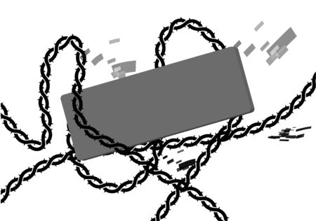 Chain lock with tag の写真素材