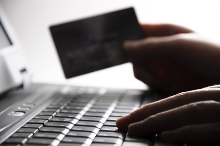 Internet shopping using credit cardの写真素材