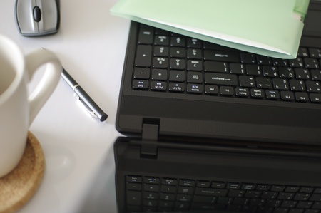 Objects in the workplace of a businessman in office 
