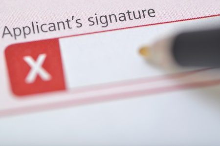 Contract or application form ready for signature.の写真素材