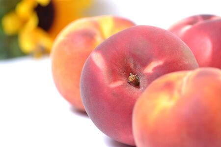 Juicy nectarine on a white background 