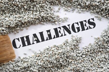 Challenges -- Treasure Word Series with arrow sign の写真素材