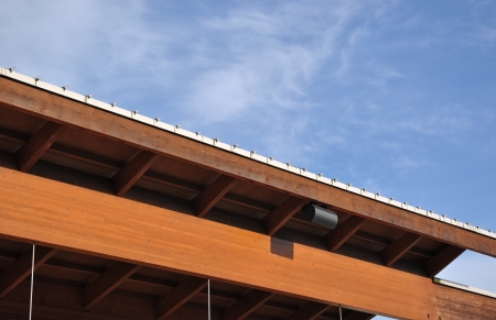 Macro house roof against blue sky 