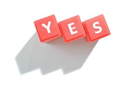 Alphabet Blocks spelling the words yesの写真素材