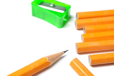 Pencil with sharpener shavings の写真素材