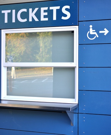 Tickets sell window with disable access signの写真素材