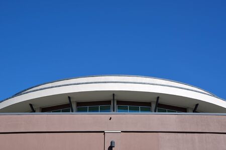 Macro building rooftop against blue skyのeditorial素材
