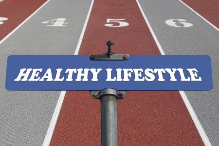 Healthy lifestyle road signの写真素材