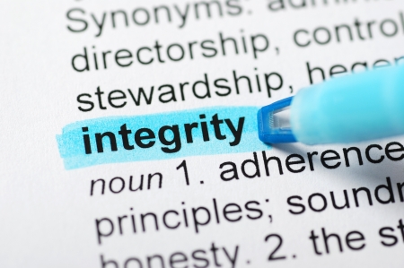 Integrity highlighted in blue markerの写真素材