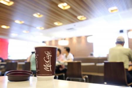 Macro a mccafe in restaurant のeditorial素材