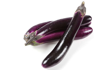 Eggplants on white background の写真素材