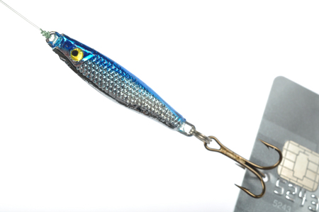Credit card on fishing hook の写真素材