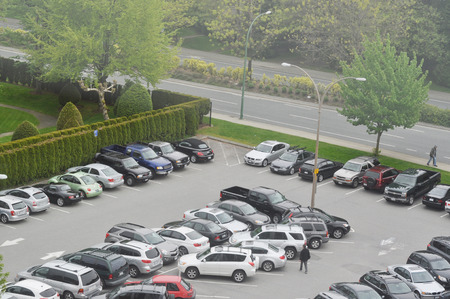 Coquitlam BC Canada - May 8, 2014 : Full of parking space outside police station in Coquitlam BC Canada.のeditorial素材