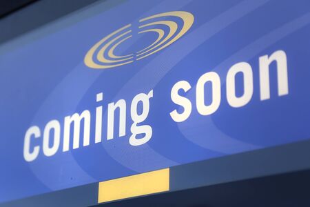 Coming soon sign for future movieの写真素材