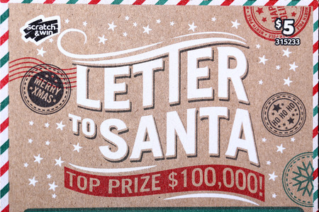 Coquitlam BC Canada - October 24, 2015 : Close up letter of santa lottery ticket. The British Columbia Lottery Corporation has provided government sanctioned lottery games in British Columbia since 1985.のeditorial素材