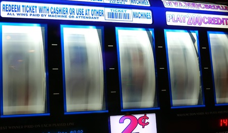 Motion of spinning slot machineの写真素材