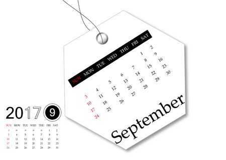 September 2017 - Calendar series for tag designの写真素材