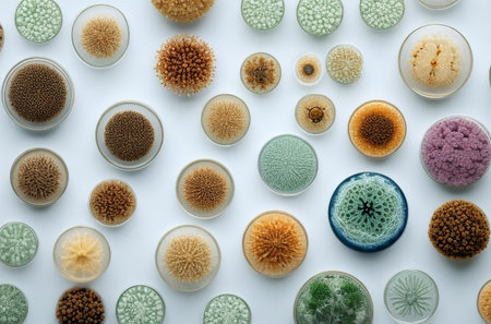 Microbial Colonies: Unveiling the Secrets of Microbiological Science. Generative AI.の素材