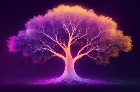 Exploring the Tech Tree: An Abstract Data Technology and Data Science Illustration. Generative AI.の素材