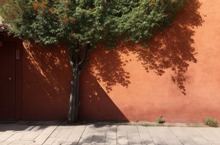 Outdoor Background for Product Design with Tree Shadow. Generative AI.の素材