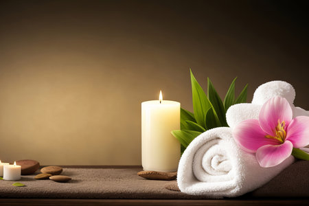 Tranquil Still Life SPA Background. Generative AI.の素材