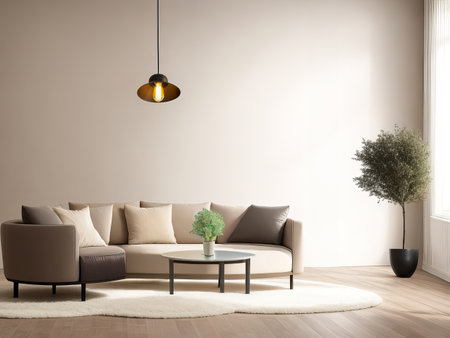 Interior of the modern living room. Generative AI.の素材