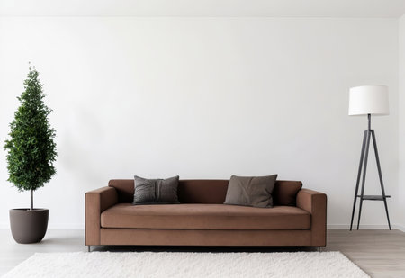 Explore an Empty Modern Room with Stylish Furniture. Generative AI.の素材