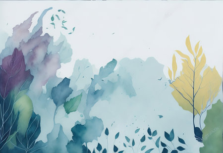 Get Lost in an Ethereal Watercolor Landscape with a Rough Texture. Generative AI.の素材