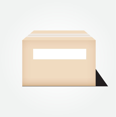 Closed cardboard box taped up and Blank white label  vectorのイラスト素材